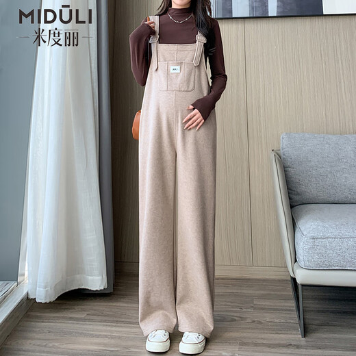 Miduli Mutterschaft Overalls für Herbst- und Winterbekleidung Mutterschaftshose für große Freizeithosen mit breitem Bein neuer Produkthosen Herbst Kleidung Khaki XL