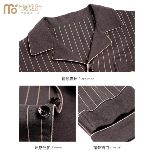 Modal High-End Pure Cotton Herren Pyjamas Frühlings- und Herbst-Langarm-großer großer loser Winter Baumwoll-Freizeitkleidung Herrenanzug 9906-Streifen M 165: Empfohlenes Gewicht 100-120 Jin [Jin ist 0,5 kg]