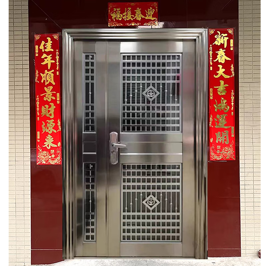 JRB家瑞堡304不锈钢防盗门大门双开门乡村安全门白钢门家用单门楼宇子母门 子母门款式1