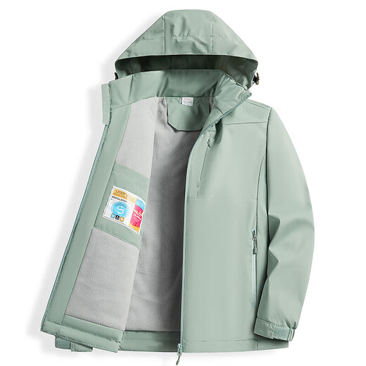 Chaqueta de gabardina de vancamel de camello occidental de las mujeres más la chaqueta corta espesada con capucha con capucha suave de la capa de choque de una sola capa 9930S Polvo de pezón Zi - Mujeres [color sólido] 2xl