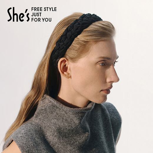 She s Akiko retro twist fabric hairband high skull headband pressure hair high-end hairpin headband hair accessories birthday gift black G0