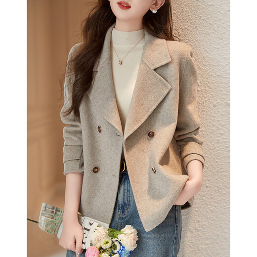 Demana double-sided wool reputation king new winter commuter sheep wool Korean style lapel simple style jacket women's short top