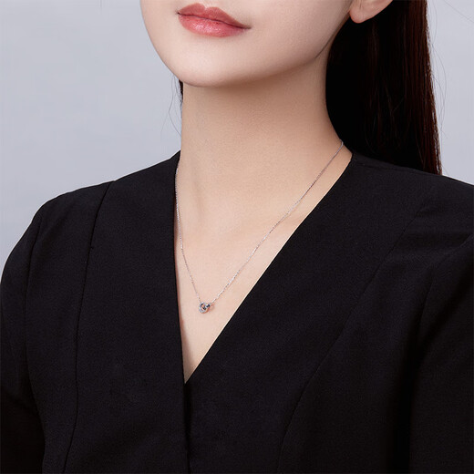 Saturday Fu PT950 platinum necklace double ring necklace B068411 about 3.07g 40+5cm birthday gift