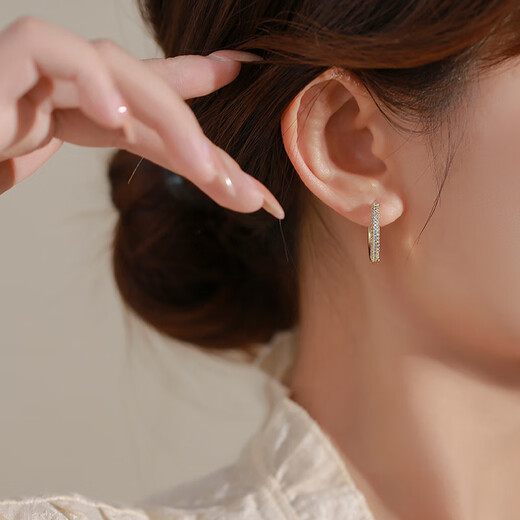 Fat Donglai's same style 18k rose gold earrings and colorful gold earrings benefits ~ 18K women's diamond circle earrings gold color 2 18K gold earrings