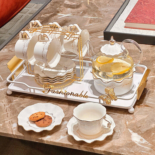 Xibaisheng wedding gift tea set complete set for home living room hospitality teapot teacup drinking cup set housewarming gift light luxury tea set 16-piece gift box set 767