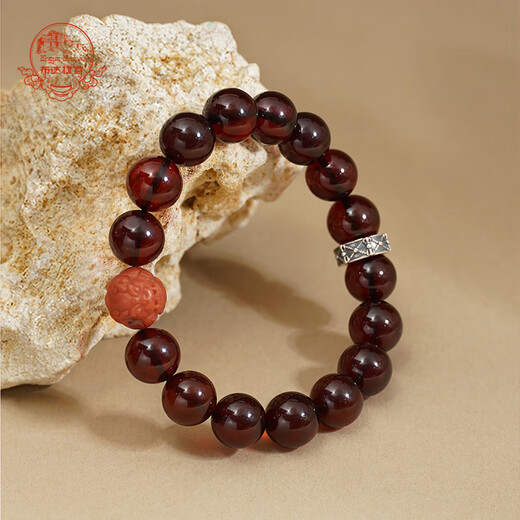 Potala Palace Blood Amber Bracelet Amber Men's and Women's Three Eyes Dzi Beads Southern Red Purple Dragon Crystal Plate Play Bead Bracelet Birthday Gift Blood Amber Southern Red Bracelet