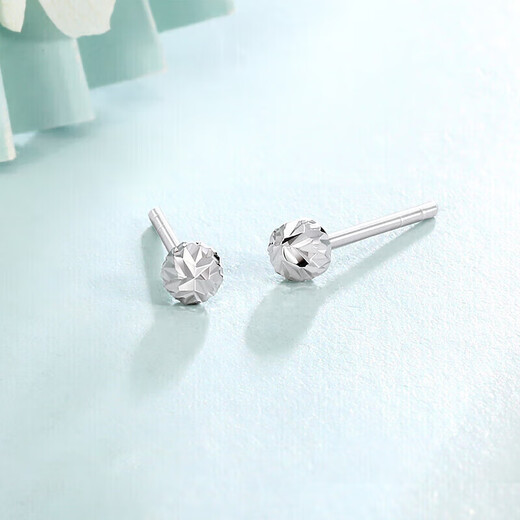 Mengjinyuan Platinum Earrings PT950 Car Flower Small Balls Ear Sticks Ear Needles Earrings Women's Pair