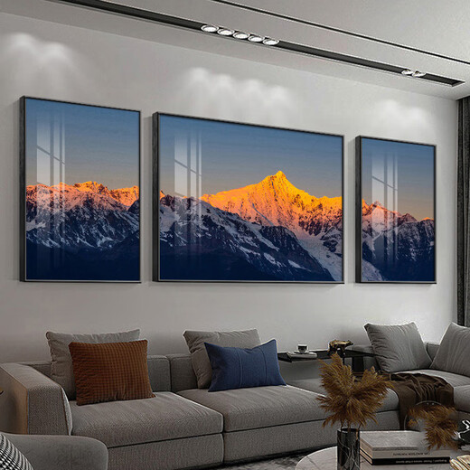 Aohan Rizhao Jinshan Wohnzimmer Dekoration Malmale High-End-Atmosphärische Malerei Moderne einfache Sofa Hintergrund Wandmalerei Triptychon JD14757 Links und links 35*50 70*50 Kristallporzellan Aluminium Legierung schwarzer Rahmen