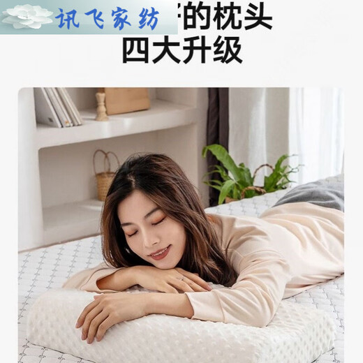 Qiao Shuka Silicone Adult Pillow Sky Memory Foam Pillow Slow Rebound Single Sleep Cervical Pillow Core Plus Pillowcase Pillow 30*50.cm Pillow Core + Pillowcase Upgraded Blue