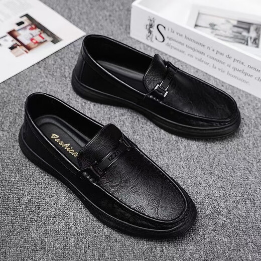Chaussures masculines de Huilijun, mocassins à cheval, petites chaussures en cuir, personnes paresseuses décontractées pour hommes coups de pied doux Sole Sole British British Bean Chaussures hommes 9905 noir 43