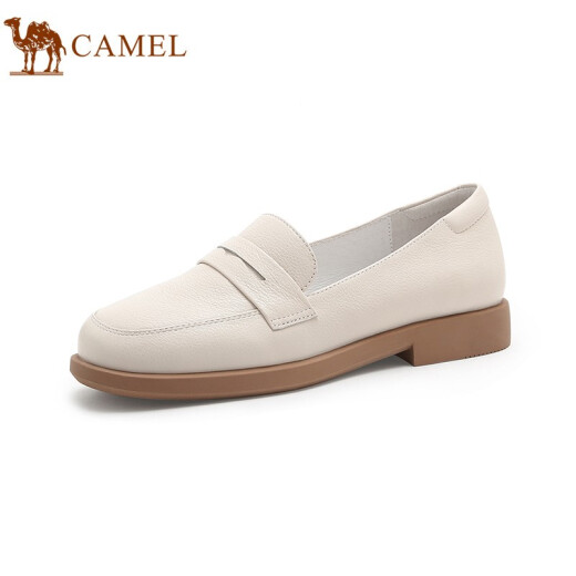 Camel single shoes for women new style cowhide soft and comfortable low-cut casual flat shoes for women off-white 35