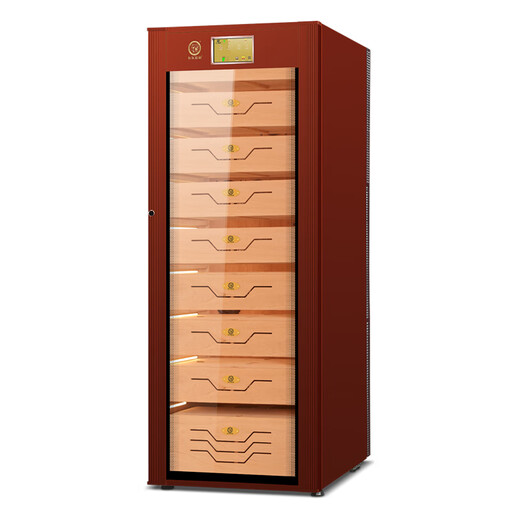 Bulldog cigar cabinet, constant temperature and humidity, ammonia removal, fingerprint lock control, wet eggplant password lock, energy-saving WiFi remote control, VC428 Divine Dog PLUS, cedar wood moisturizing, naked breeding, imported home use VC528 Divine Dog PLUS fingerprint lock, WiFi+, 1.79 meters high