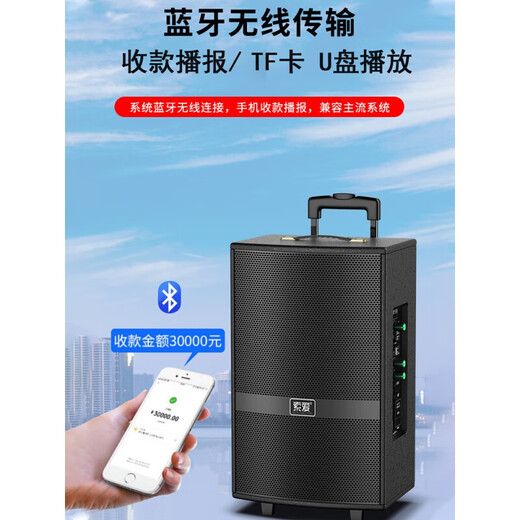 Sony Ericsson F37 square dance audio three-way heavy bass outdoor karaoke live performance guitar instrument mobile lever dancing portable Bluetooth high-power outdoor speaker F35-8 inches + 1 wireless microphone