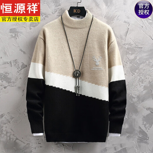 Hengyuan Xiangchao winter half-turtleneck sweater for boys, teenagers, velvet, junior high school students, high school students, woolen sweaters, thickened sweaters, blue A, thick style without velvet L