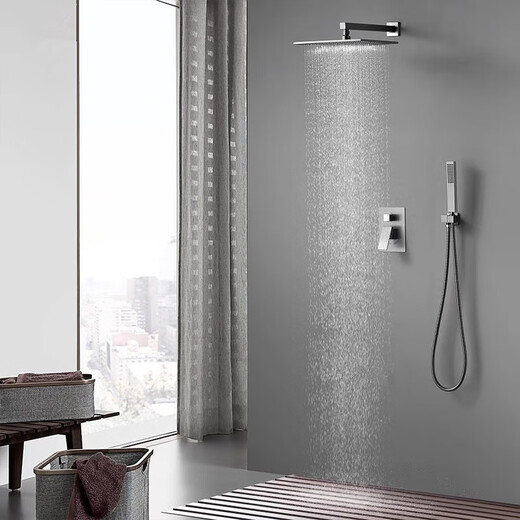 Hansgrohe hot-melt all-copper in-wall concealed shower gun gray hidden embedded pre-embedded hot and cold shower set 10 (constant temperature shower) 12 inches