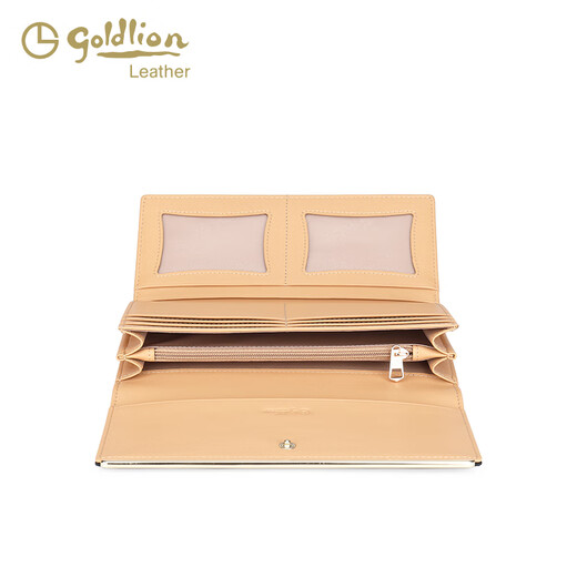 Goldlion Wallet 2024 Neue Mode Retro Mode gedruckte Handtasche Wallet Long Damen Trendy Clutch 618 Dunkler Kaffee/Akzent Farbe Inneres Verschleiß