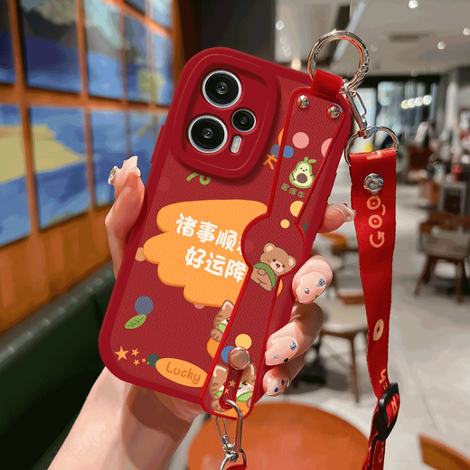 WAIDM红米note12turbo手机壳女款小米redmi note12pro保护套斜挎腕带挂绳note12tpor硅胶软壳note12r 【防摔贴皮红】HH1365 红米 Note 12 5G