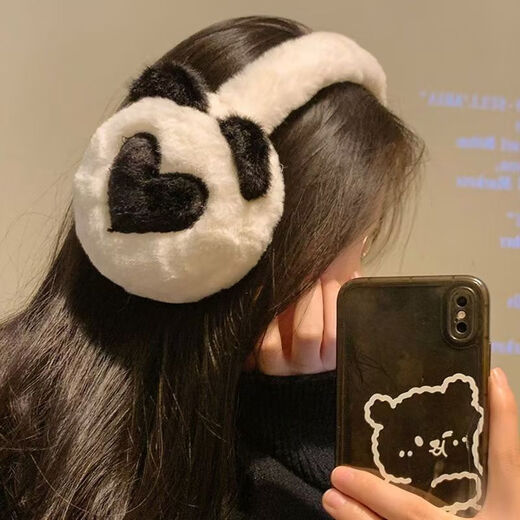 Yixin earmuffs women's ear warm winter earmuffs earbags warm ear ear protection ear protection cold, frost and windproof new style folding cute black and white care bear claw earmuffs