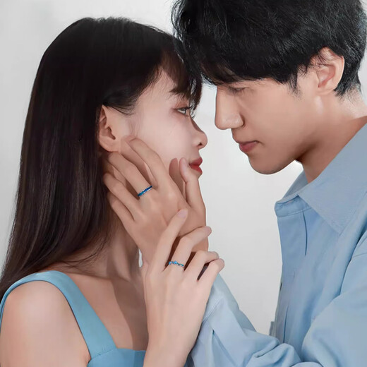 BOEAY Klein Blue Couple Rings Couple Rings Men's Sterling Silver Rings Women's Men's Zhong Jiujiu Proposal Pair Shipped from Qicang 999 Silver Klein Blue Couple Rings