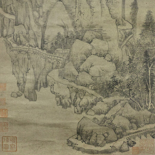 
Yuan Huang Gongwang Fuchun Daling Picture Ancient Landscape Painting Scroll of Literature Replica Antique Paintings Hanging Paintings Yuan Ni Zan's Sparse Forest Light Misty Picture 12116 30X70 cm (Stained by spray painting) Framed
