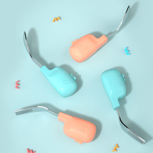 Chu Ge Quality 304 Spoon en acier inoxydable bébé apprend à manger la cuillère à poignée courte cuillère fourche de table de table