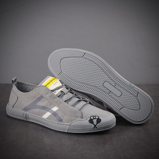 Leopard Rider QI PAO REN brand canvas shoes for men, one-legged 2024 spring new breathable casual shoes, comfortable lace-up beanie shoes, black 42 (260mm)