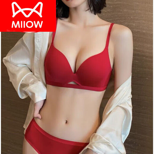 Cat Man (MiiOW) belongs to the year of the horse, big red underwear, wedding bridal set, female year of birth, Qiji red, sexy small breasts gathered, DSWY red suit 80B 36 recommended 106-118Jin Jin is equal to 0.5 kg