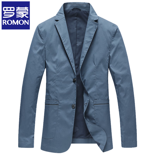 ROMON high-end casual suit men's spring, autumn and winter new style business suit jacket for young and middle-aged people, slim fit peacock blue L 175/92A