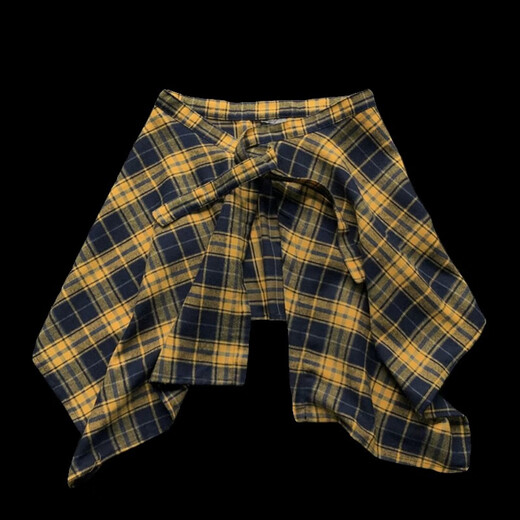 Mingyuegui Ass Covering Girl's Bottoming Artifact Fake Hem Layered Inside Casual Style Skirt Covering Butt Curtain Skirt Black and Yellow Checkered