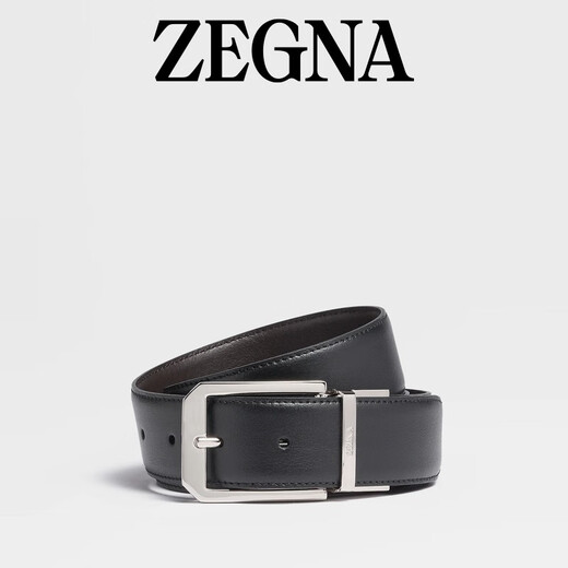 ZEGNA【七夕礼物】杰尼亚皮带黑色配深棕色商务通勤双面腰带/皮带3.5CM 黑色/深棕色 110cm（3尺3）