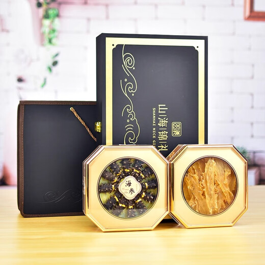 
Xinshengtang gifts tonics, mountain delicacies, bird's nest, dried bowl, Dalian wild sea cucumber, fish glue, dry goods gift box for customers and relatives 18 A-style sea cucumber bird's nests, double-split