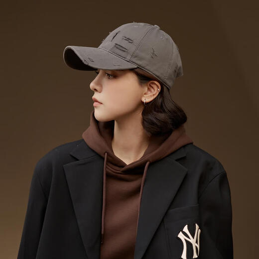 Wine style senior fashion brand ripped solid color baseball cap for girls fashion street style soft top hat gray wide brim peaked cap for men gray one size fits all 55-61cm adjustable