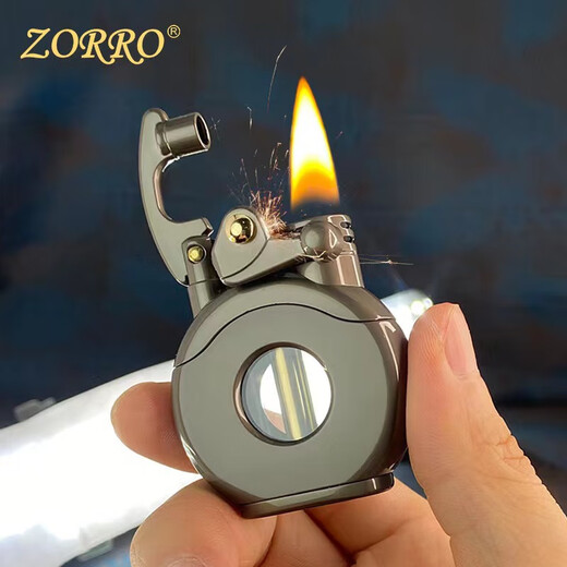 ZORRO佐罗煤油打火机 摇臂 可视透明仓 创意复古男士礼品火机 Z686-003透明珍珠金拉丝 裸机