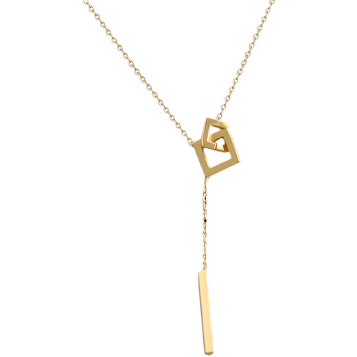 Shien 18K gold geometric square necklace for women's Chinese Valentine's Day gift new style not easy to fade clavicle chain fashion pendant sweater chain