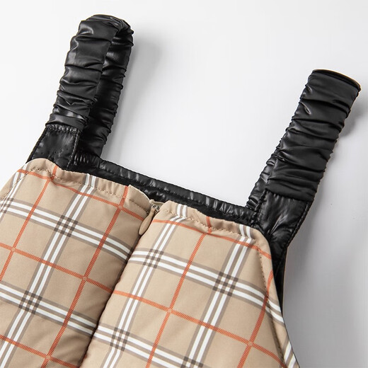 DAVE&BELLA children's clothing girls' down overalls new winter clothing boys' pants children's style plaid trousers winter clothing brown plaid 80 cm (recommended height 73-80cm)