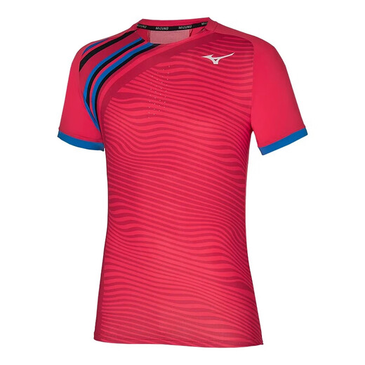 美津浓（MIZUNO）网球服男子速干运动短袖短裤澳网美网法网新款T恤衫 62GA2601-64红色 比赛服 S