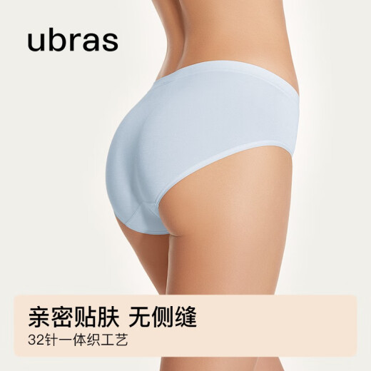 ubras [60S Modal cotton] underwear for women, antibacterial crotch, mid-waist, high elasticity, comfortable and breathable (5 packs) coconut green gray + orchid smoke + porcelain menstrual table + white + cheese yellow L