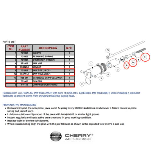 Cherry Slipper Repair Pack 701B18+753A14A+P-1155 Einheit: Packung geeignet für den geraden Ziehkopf des Kernputzpreises geeignet