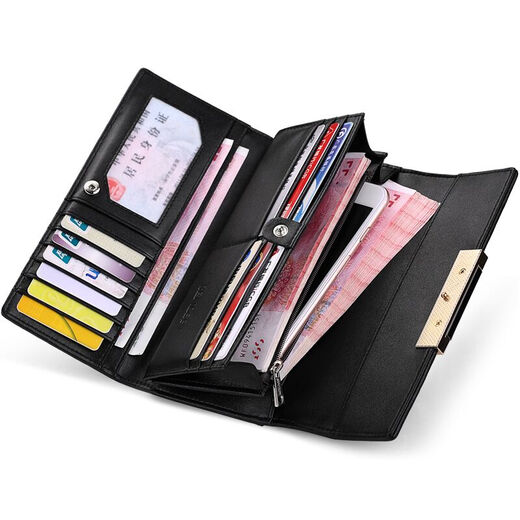 Tushky Handtasche 2025 Neue Kapazität Frauen Brieftasche Cowhide Mode Hand greifen weiche Leder -Handy -Tasche Valentinstagsgeschenk (W776K) Schwarz