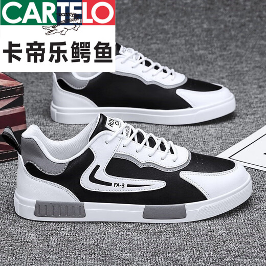 
CARTELO @ Men's shoes, white shoes, men's small size 38 size board shoes, size 45 size large size junior high school students spring sports and casual trendy shoes A825 black 39