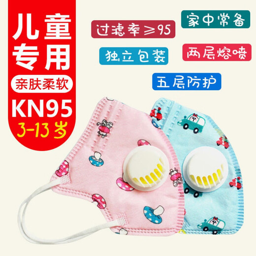 Masque anti-smog pour enfants Valve respiratoire KN95 Masque indépendant de protection à cinq couches en trois dimensions Enfants de 3 à 12 ans
