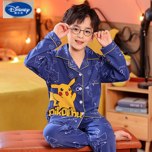 
Disney children's pajamas boys spring and autumn long sleeves pure cotton thin little boy cartoon Spider-Man dinosaur home suit Lapel G1047# Ultraman Feitian 10 size [suggested height 105-115cm]