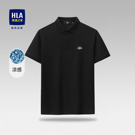 Heilan House (HLA) men's short-sleeved polo shirt 25 summer cool antibacterial casual business lapel high-end top men's short-sleeved summer dress black D6 M 170/88A recommended 63-68kg