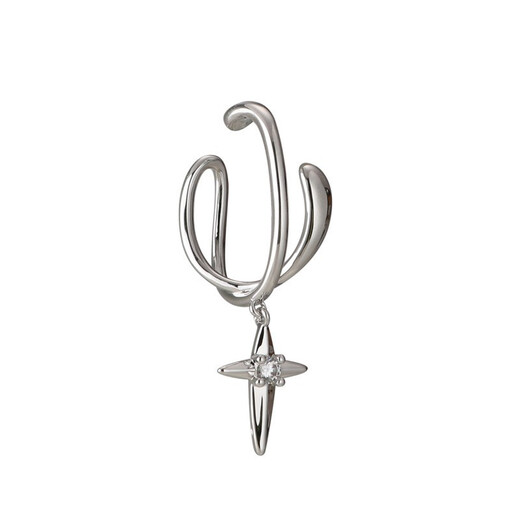 Qi Xiaomi Star Ear Clip Men's Trendy Single Cross Diamond Ear Clip No Piercing Student Earrings Geometric High-end Ear Clamps Pair