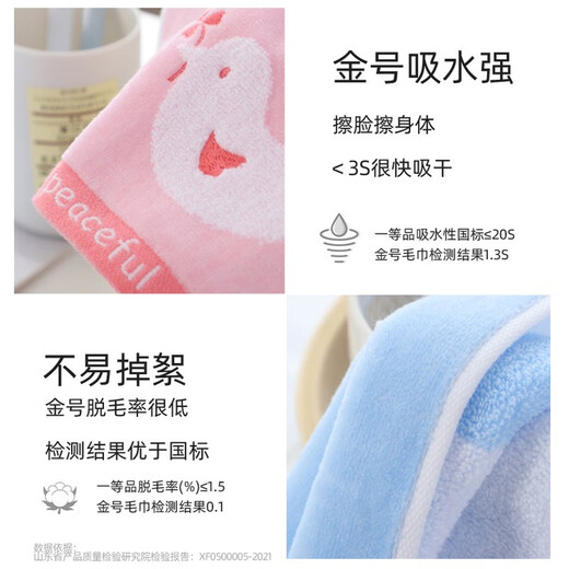 金号毛巾 G1289WH和平格无捻柔软家用洗脸巾 男女成人情侣款洗澡洗脸巾长绒棉强吸水 2条（红+蓝）