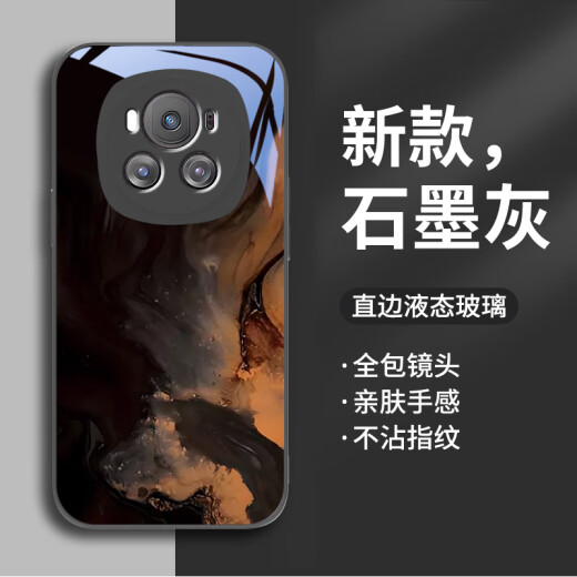 斯美 适用荣耀magic6手机壳荣耀magic5pro液态玻璃保护套至臻版新款创意镜头全包防摔烟云男女网红潮牌 Magic5Pro【石墨灰-烟云青A724】+膜 液态玻璃壳