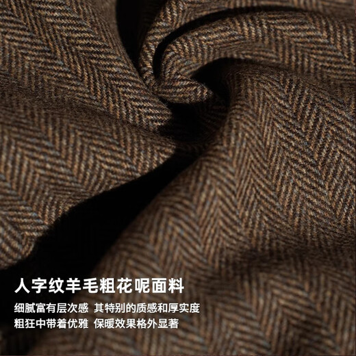 CULTUM wool tweed herringbone autumn and winter thickened wool suit suit men's casual retro suit jacket gray herringbone three-piece set S (52)