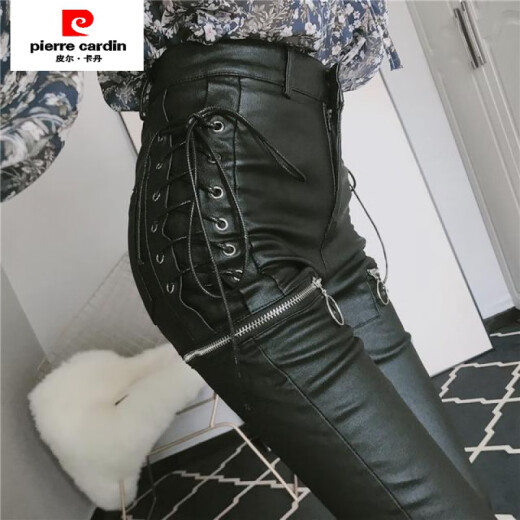 Pierre Cardin Internet Celebridades Pantalones para mujeres Femeninos Autumnia e invierno Estilo coreano Correa apretada Zipper más Pantalones de cuero Velvet Leggings de cintura Alta Penche Pencil PIEL PIELO/Pantalones de cuero Pantalones de cuero [Estilo 9928] Además de Velvet M [95-105Jin [Jin equivale a 0.5 kg]] El código de la tarjeta