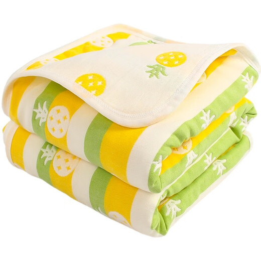 Yoshida Hisamori pure cotton gauze baby bath towel super soft absorbent newborn blanket newborn baby bath bag quilt children's towel quilt six layers fresh style pineapple 110*110 cm