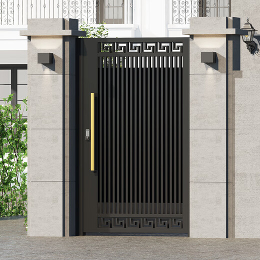 金赋顺铝合金庭院门新中式别墅电动大门农村自建房铁艺院子门小区花园门 铝合金材质/款式一